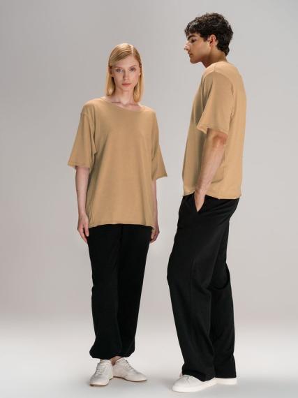 Футболка оверсайз унисекс Vozduh, бежевая, размер XS/S