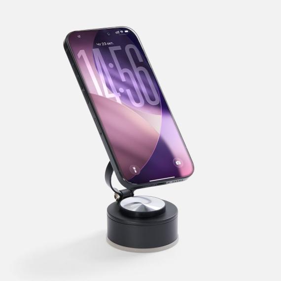 Вакуумная магнитная подставка airFix, черная с серым