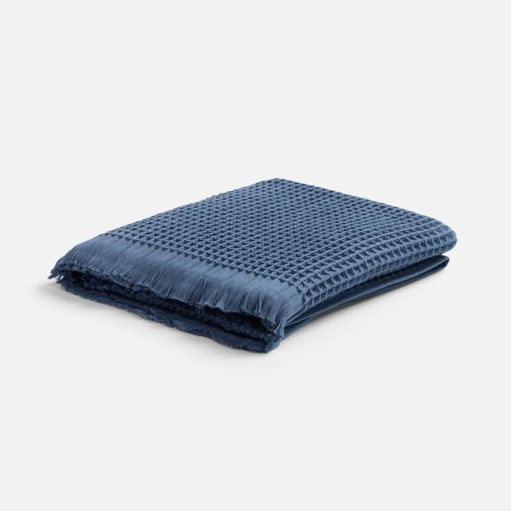 Плед вафельный Elenglect, темно-синий