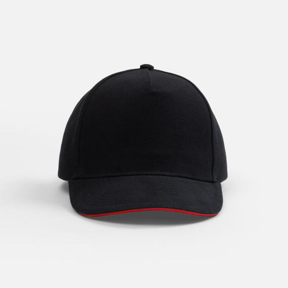 Бейсболка Classic 2.0, черная с красным кантом