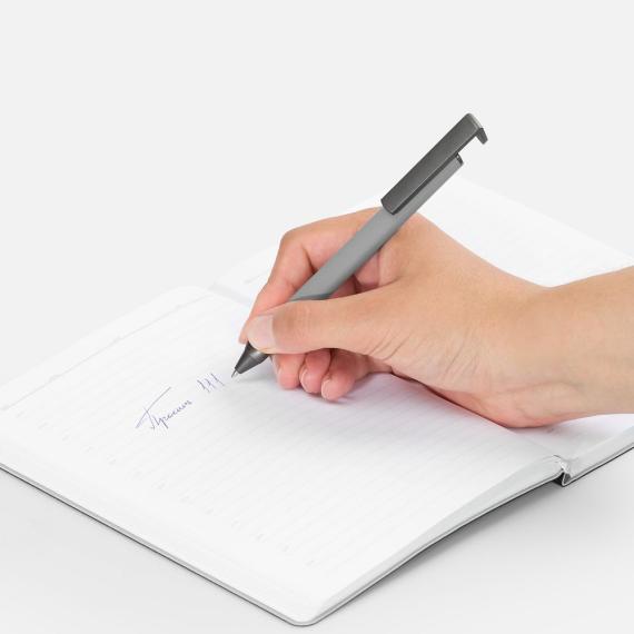 Ручка шариковая Standic с подставкой для телефона, серая