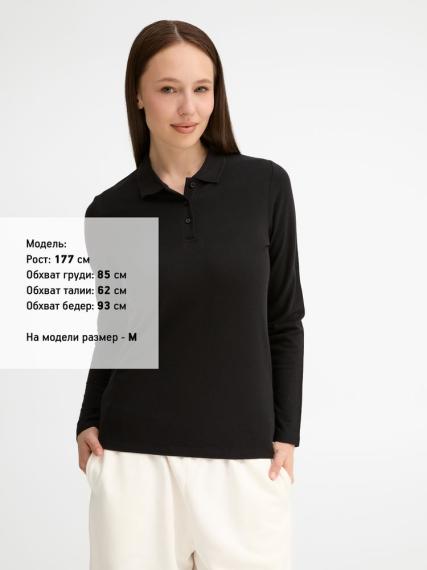 Рубашка поло женская с длинным рукавом Perfect LSL Women черная, размер S