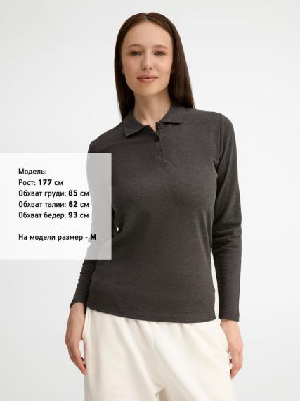 Рубашка поло женская с длинным рукавом Perfect LSL Women черный меланж, размер M