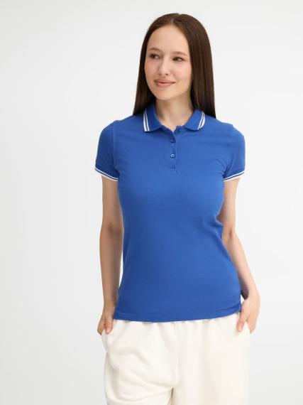 Рубашка поло женская Pasadena Women 200 с контрастной отделкой ярко-синяя с белым, размер S
