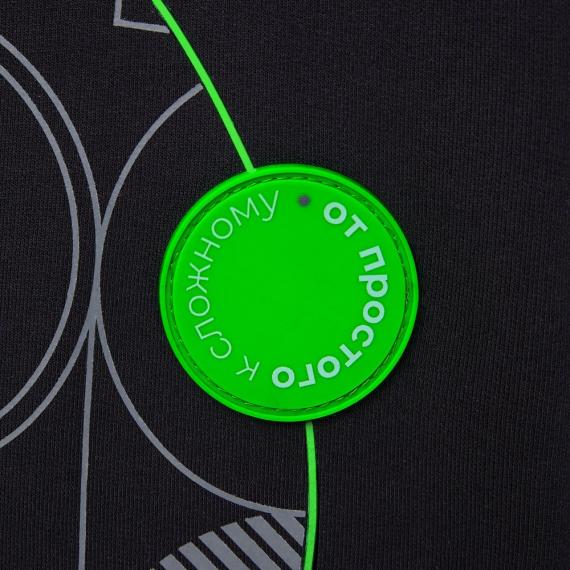 Футболка оверсайз с двойным рукавом Kosmos, черная, размер XS/S