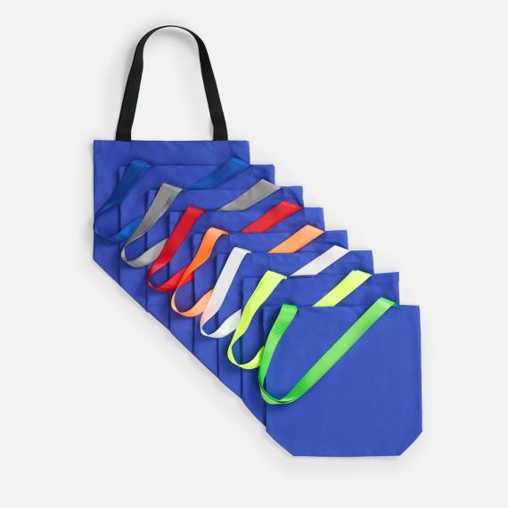 Шопер B5, синий с широкими оранжевыми ручками