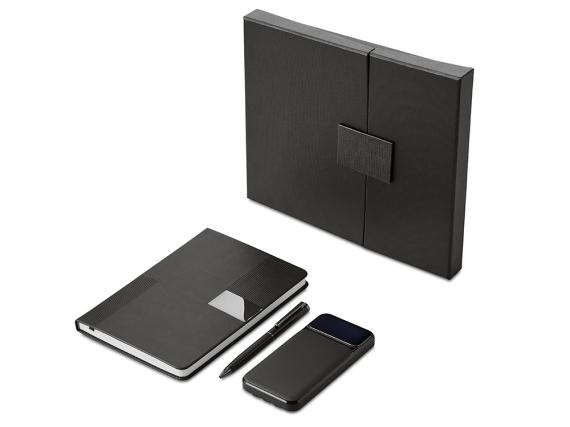 Подарочный набор «Tesla» с блокнотом А5, ручкой и пауэрбенком на 10 000 mAh